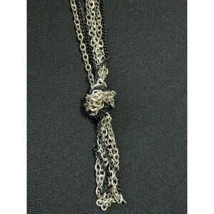 Two-Tone Silver Chain Knot Necklace
